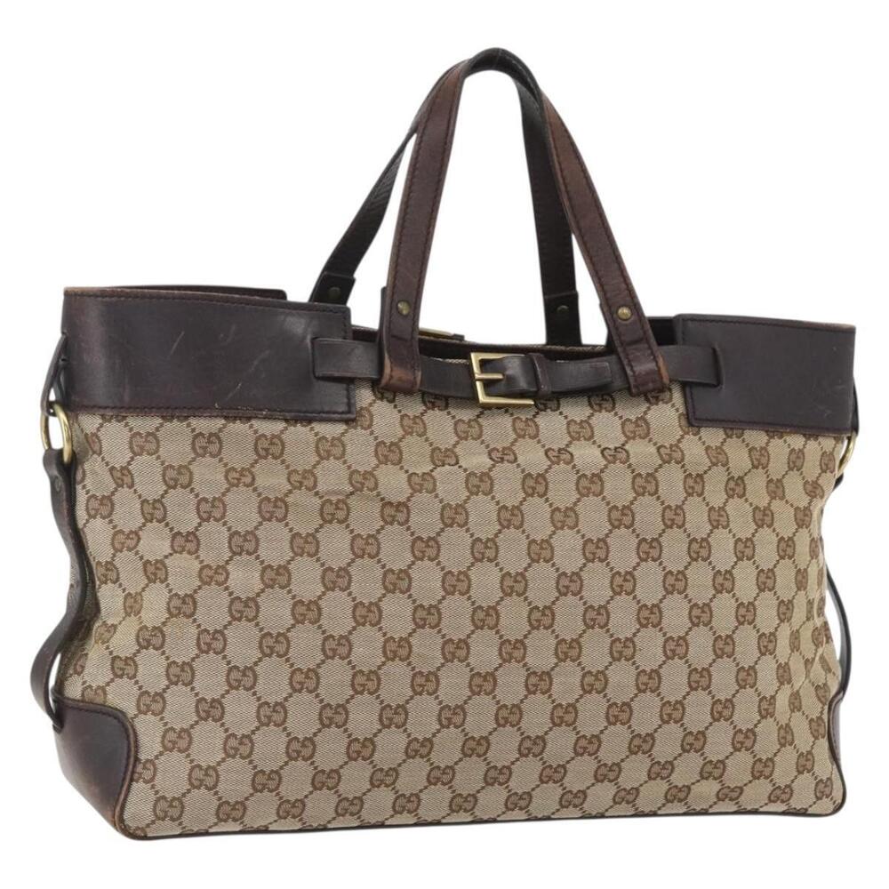 GUCCI GG Canvas Tote Bag Beige Gold 106251 Auth 162943 - Picture 1 of 16
